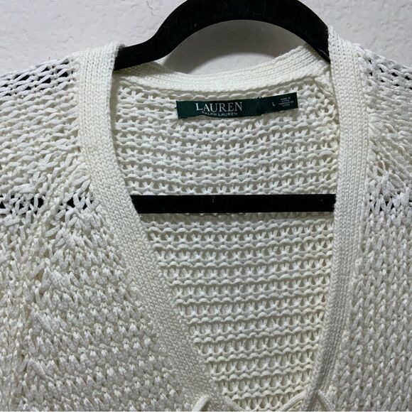 Ralph Lauren Loose Knit Sweater white jumper size L - Picture 4 of 9